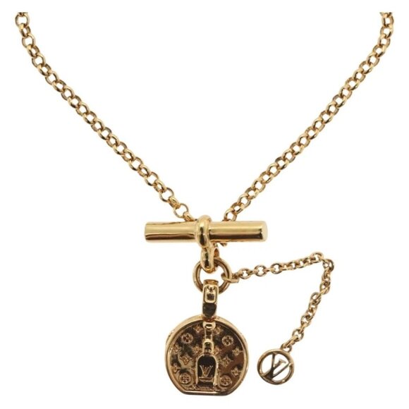 LOUIS VUITTON Collier LV Tribute Necklace metal Gold M00569 LV Auth 138912 - Picture 1 of 16